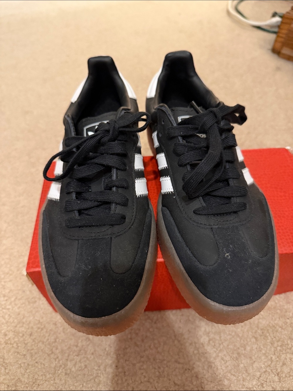 adidas Women's Black Sneakers with White Stripes